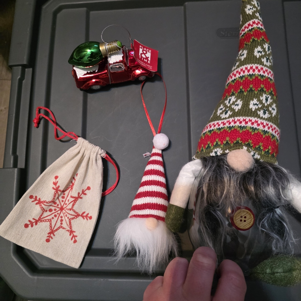 Festive Gnome Plastic Jar, Gnome Ornament, Truck Ornament- CHRISTMAS DECOR